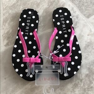 ESPRIT Black & pink polkadot girls bow summer flip-flop Size 1